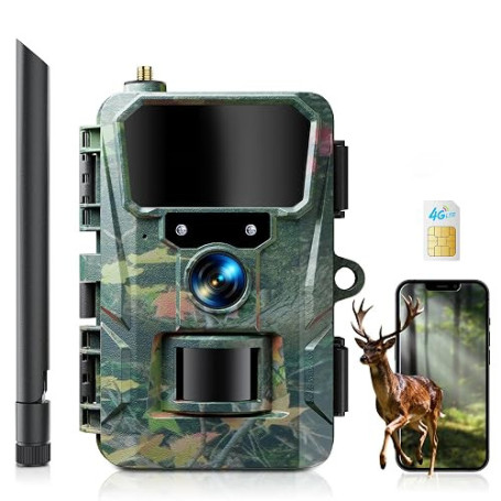 WOLFANG Caméra de Chasse 4G,48MP 2K HD Camera Chasse avec Détection de Mouvement, Vision Nocturne, Déclenchement 0,2s, IP66 Etan