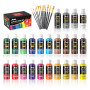 ABEIER Peinture Acrylique, 24 Couleurs × 60ml, Kit de Peinture Acrylique avec 12 Pinceaux, Non Toxique, Riche Pigmentée, pour Pa