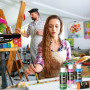 ABEIER Peinture Acrylique, 24 Couleurs × 60ml, Kit de Peinture Acrylique avec 12 Pinceaux, Non Toxique, Riche Pigmentée, pour Pa