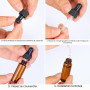 Furuising 30 Pièces Mini Flacons Pipettes, 5ml Flacon Compte Gouttes en Verre, Ambré Flacon Huile Essentielle Vide, Flacon Aroma
