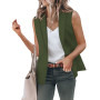 IQYU Veste d'été courte sans manches pour femme - Blazer sans manches pour femme - Sportif et élégant - Couleur unie - Veste de 