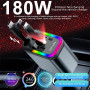 Chargeur Voiture Rétractable 5 en 1 Allume Cigare USB C avec Projection d'Étoiles, Câble de Charge (C+L) pour iPhone/Samsung Gal