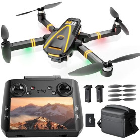 GPS Drone avec Camera 4k pour Enfants Adultes,FPV Drone avec écran HD de 4,5",Deux Batteries,Carte SD de 8 Go,Compatible avec le