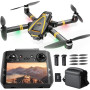 GPS Drone avec Camera 4k pour Enfants Adultes,FPV Drone avec écran HD de 4,5",Deux Batteries,Carte SD de 8 Go,Compatible avec le