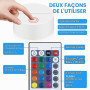 BAIFULAI Lot de 4 socles LED 3D avec télécommande et câble USB - 16 couleurs réglables - Contrôle tactile - Veilleuse LED pour a