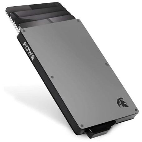 POWR Porte-Cartes avec Blocage RFID - Titanium - Metal Card Holder | Portefeuille Fin élégant et Protecteur de Cartes de crédit