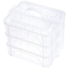 New brothread 3 Couches Boîte de Rangement/Organisateur Transparente Empilable pour 60 Bobines de Fil à Broder et à Coudre (Dime