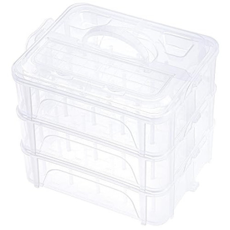 New brothread 3 Couches Boîte de Rangement/Organisateur Transparente Empilable pour 60 Bobines de Fil à Broder et à Coudre (Dime
