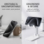 Lot de 2 Support Téléphone Bureau, Support Smartphone Réglable en Hauteur et Angle, Porte Téléphone Portable Pliable en Métal po