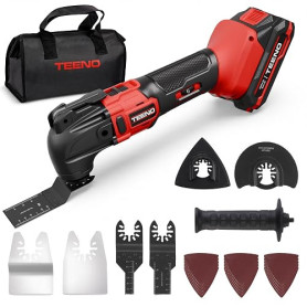 TEENO Outil Multifonction Oscillant Sans Fil 20V, Brushless Outil Multifonction Sans Fil avec 6 Vitesses Variables, 8500-21000 t