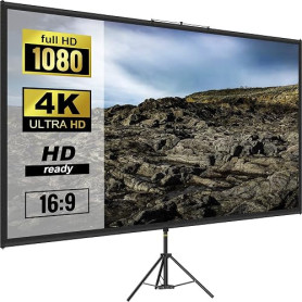 VEVOR Écran de projection sur trépied avec support 177,8 cm 16:9 4K HD - Sans plis - Réglable en hauteur - Écran portable pour p
