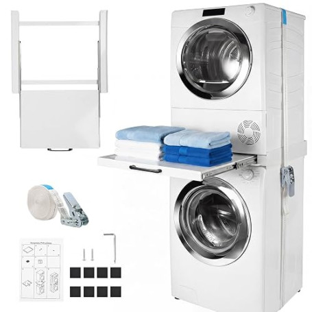 Kit de Superposition Universel pour Lave-linge et Sèche-linge 60 cm | Design Invisible Cadre en Acier Robuste de Sans Assemblage