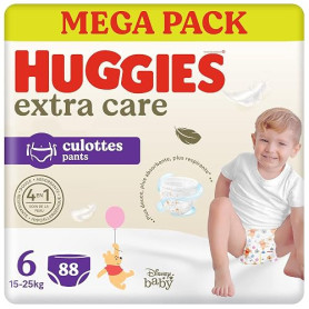 HUGGIES Extra Care - Culottes Taille 6 (15/25kg) - Pack de 88 couches-culottes - facile à mettre et à enlever ultra-doux - matér