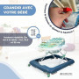Mobiclinic®, Trotteur Bébé, Pliable, Jouets Interactifs, Avec Musique et Lumières, Réglable en 3 Hauteurs, Plateau Amovible, Ray