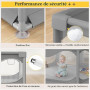 Parc Bébé 200 X 180cm Avec Ventouse, Grande Base Antidérapante, Centre d'Activités pour Enfants - Sans Tapis, Gris