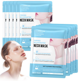 Masque Cou et Décolleté, Masque Collagene Cou et Décolleté, 10 Pièces | Masque Double Menton con Acide Hyaluronique, Raffermissa