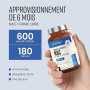 NAC N-Acétyl-Cystéine 600 mg par Dose | 180 Gélules | 6 Mois d'Approvisionnement | Gélules Faciles à Avaler ou à Ouvrir | Complé