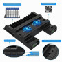 EEEKit Ventilateur pour PS4 Slim, Support Ventilateur de Refroidissement pour PlayStation 4 Pro avec Station de Charge pour 2 Ma