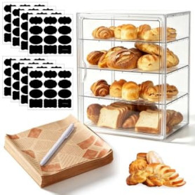 WARMWOO Vitrine de comptoir en acrylique à 4 couches, boîte à pain transparente, vitrine à pâtisserie