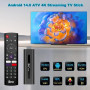 Clé TV Android 14.0, TV Stick Streaming avec télécommande vocale, 2 Go RAM 16 Go ROM Dual WiFi 5,8 G/2,4 G Bluetooth 5.0, lecteu