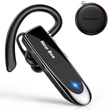 New Bee Oreillette Bluetooth sans Fil V5.0 Main Libre Noir | Oreillette Bluetooth avec Technologie de Capture de Voix Claire - K