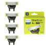 Philips Genuine OneBlade 360 lames de remplacement, pour rasoir électrique OneBlade et coupe-cousue, pack de 4, modèle QP440/60