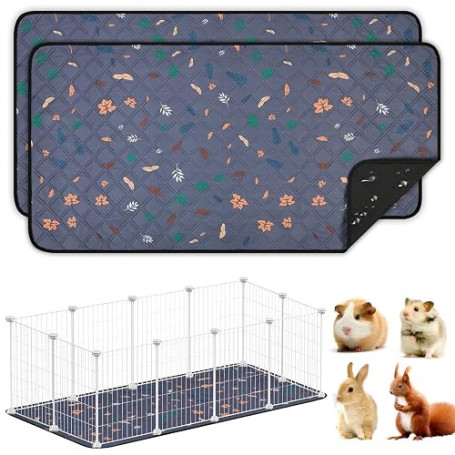 AUYAO 2PCS Tapis pour Cage de Cochons d'Inde, 60*120cmTapis Éducateurs Pipi - Absorbant/Lavable/Réutilisable/Anti-Fuites - avec