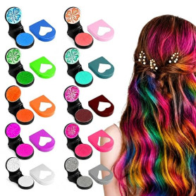 10 Couleurs Craie de Cheveux, Coloration Temporaire Facilement Lavable Poudre De Coloration, Sans Abîmer les Cheveux, Kit Stylin