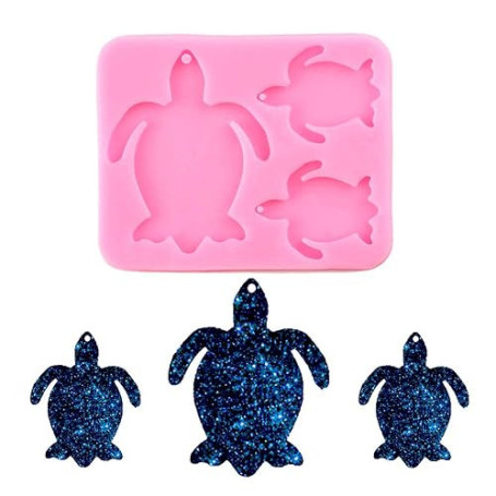 Nifocc Lot de 2 moules en silicone avec trous en forme de tortue de mer - Pour bricolage de bijoux et d'artisanat