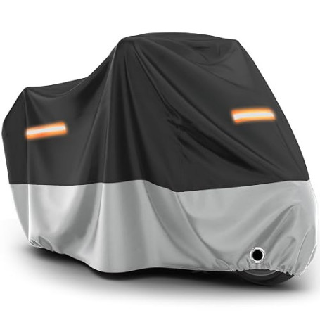 Favoto Bache Moto Exterieur Etanche Imperméable Oxford Interieur XXXL | Housse Moto Anti-Poussière Pluie Neige UV Vent Soleil et
