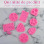 Lot de 8 moules à fleurs en silicone 3D avec 1 goutte à goutte rose pour gelée, fondant, chocolat, crème glacée, bougies, colle