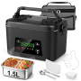 Moexili 1.5L Gamelle Chauffante, 100W Lunch Box Chauffante Electrique | Gamelle Chauffante Batterie 2400mAh, 5 Modes Sans Fil,Po