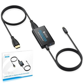 eSynic HDMI eARC ARC Audio Extracteur 24bit/192KHz PCM Dolby DTS | Sortie Optique, Audio Haute Résolution, PCM 2.0 Dolby 5.1 DTS