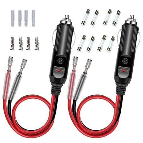 GTIWUNG 2 Pcs Adaptateur Mâle pour Allume-Cigare avec Câble D'alimentation 16 AWG 12V/24V Universel, pour onduleur de Voiture, P