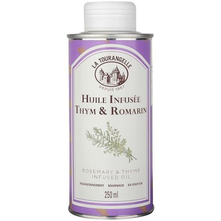 La Tourangelle - Huile infusée au thym romarin - Infusion naturelle - 250ml | Sans arôme artificiels