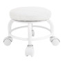 Tabouret Roulant Rond, Tabouret Roulant Bas en Cuir PU, Petit Tabouret Bas Pivotant à 360 ° avec roulettes, Chaise Basse à Siège