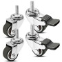 Yonality 4 Roulettes pour meubles 25mm avec 2 freins, Roulettes Pivotantes pour Meubles Tige Fileté M6x15mm, silencieuses, antid