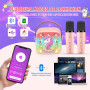 Micro Karaoke Enfant avec 2 Micros sans Fil, Cadeau Jouet Fille 3-12 Ans | Kit Karaoké Microphone Bluetooth avec DSP et Lumières