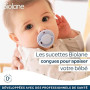 BIOLANE - Tétines rondes - Sucettes extra-fines - 0 à 6 mois - Jaune et Beige - Téterelle en caoutchouc naturel - Respect du dév
