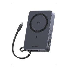 UGREEN MagFlow Qi2 25W Batterie Externe MagSafe 10000mAh USB C 30W (Gris) | Power Bank Magnétique Charge Rapide Écran Numérique