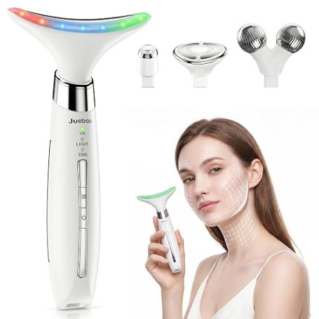 Appareil Anti Rides Visage Massage: 4-en-1 Appareil Massage Visage EMS avec 4 Têtes de Massage, 3 Modes LED, Fonction Chaleur 45