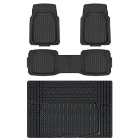 Amazon Basics Lot de 4 tapis de sol et de coffre robustes en PVC pour voitures, SUV, fourgonnettes toutes saisons, Noir