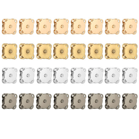 Sinofort 32 Sets Bouton Pression Aimanté, 14mm Fermoir Magnetique pour Sac | 4 Couleurs Bouton Aimanté Couture Pression Aimanté 