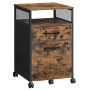 VASAGLE Caisson de Bureau à 2 Tiroirs, Rangement Document à roulettes | Compartiment Ouvert, Cadre en Acier, Style traditionnel