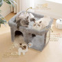 Heybly Arbre à Chat, Tour de 35 cm avec Grande Plateforme de Repos et Cabane pour Chats Adultes d'Intérieur, Poteaux à Griffes e