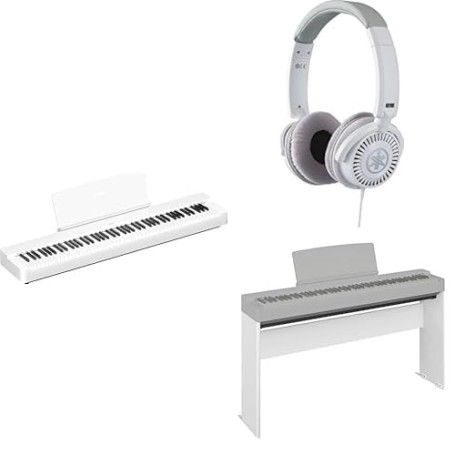 Yamaha Piano numérique P-225, blanc - Piano numérique portable et léger livré avec un casque HPH-150 et un support de piano numé