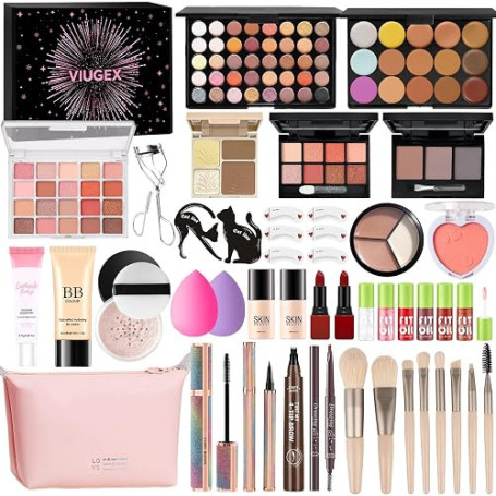 Coffret Maquillage Femme, Kit de Maquillage Complet, Coffret Cadeau Maquillage Ado Fille, Makeup Gift Set avec Ombres Paupière F
