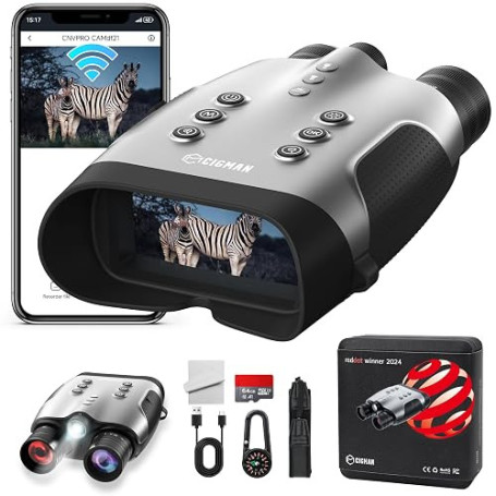 Lunettes de Vision Nocturne CNVPRO 4K, portée 1000 m, Ouverture f/0,8, écran 4", contrôle Wi-FI, Lunette de Vision Nocturne IP54