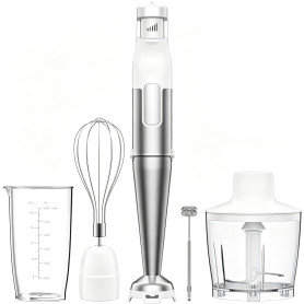 BESROY Mixeur Plongeant 5 en 1, 1100W, Vitesse Progressive, Lames Inox & Protection Anti-rayures, Hachoir Électrique, Fouet, Mou