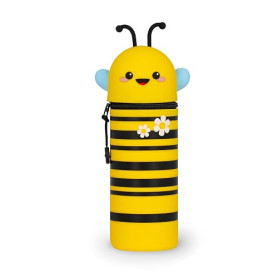LEGAMI - Kawaii Étui École 2 en 1 en Silicone Souple, Thème Bee, Porte-stylos de Table, Fermeture à Glissière, Stylos Crayons Fe